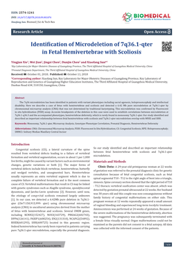 Identification of Microdeletion of 7Q36.1-Qter in Fetal Hemivertebrae with Scoliosis