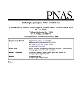 Predicting the Global Spread of H5N1 Avian Influenza