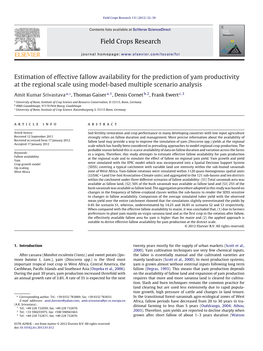 Estimation of Effective Fallow Availability for the Prediction of Yam Productivity