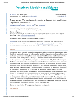 Grapiprant: an EP4 Prostaglandin Receptor Antagonist and Novel Therapy for Pain and Inflammation