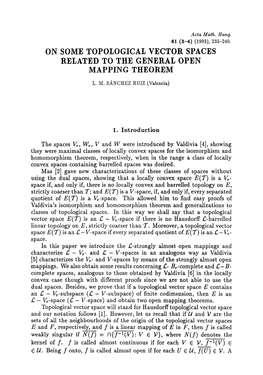 On Some Topological Vector Spaces Related to the General Open Mapping Theorem