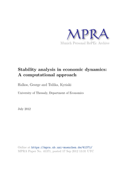 Stability Analysis in Economic Dynamics: a Computational Approach