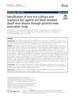 Identification of New Rice Cultivars and Resistance Loci Against Rice Black