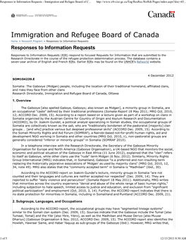 Responses to Information Requests - Immigration and Refugee Board of C