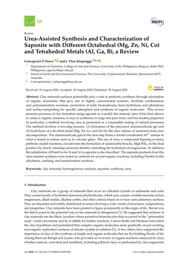 Urea-Assisted Synthesis and Characterization of Saponite with Diﬀerent Octahedral (Mg, Zn, Ni, Co) and Tetrahedral Metals (Al, Ga, B), a Review