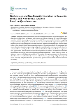 Geoheritage and Geodiversity Education in Romania: Formal and Non-Formal Analysis Based on Questionnaires