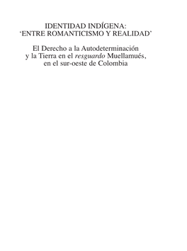 Identidad Indígena: ‘Entre Romanticismo Y Realidad’