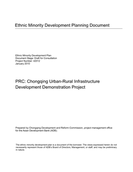 Ethnic Minority Development Planning Document PRC: Chongqing Urban