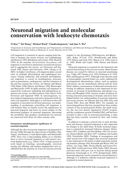 Neuronal Migration and Molecular Conservation with Leukocyte Chemotaxis