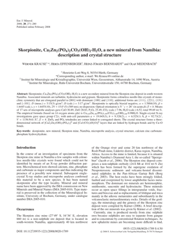 Skorpionite, Ca3zn2(PO4)2CO3(OH)2·H2O, a New Mineral from Namibia: Description and Crystal Structure