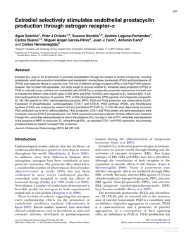 Estradiol Selectively Stimulates Endothelial Prostacyclin Production Through Estrogen Receptor-A