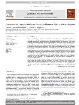 Environmental Changes in Lebanon During the Holocene: Man Vs