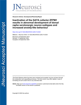 Inactivation of the GATA Cofactor ZFPM1 Results in Abnormal