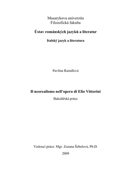 Masarykova Univerzita Filozofická Fakulta Ústav Románských Jazyků A