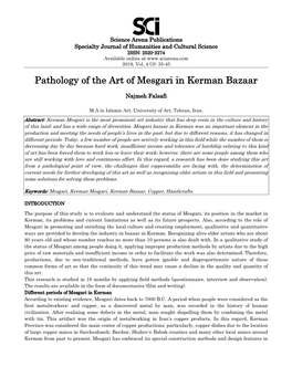 Pathology of the Art of Mesgari in Kerman Bazaar