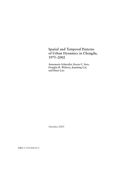 Spatial and Temporal Patterns of Urban Dynamics in Chengdu, 1975–2002