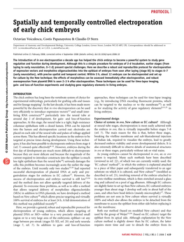 Spatially and Temporally Controlled Electroporation of Early Chick Embryos