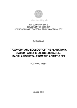 Phd Thesis the Taxa Are Listed Alphabetically Within the Bacteriastrum Genera and Each of the Chaetoceros Generic Subdivision (Subgenera)
