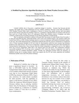 A Modified Fog Detection Algorithm Developed at the Miami Weather Forecast Office