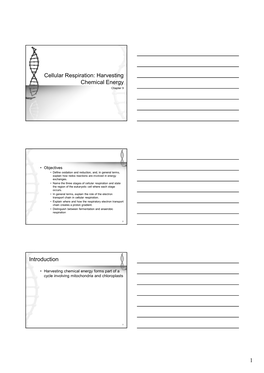 1 Cellular Respiration: Harvesting Chemical Energy Introduction