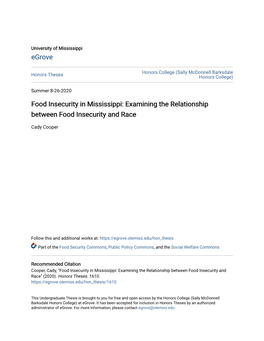 Examining the Relationship Between Food Insecurity and Race