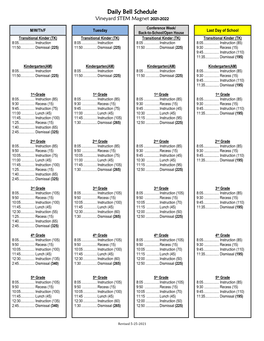 Daily Bell Schedule Vineyard STEM Magnet 2021-2022