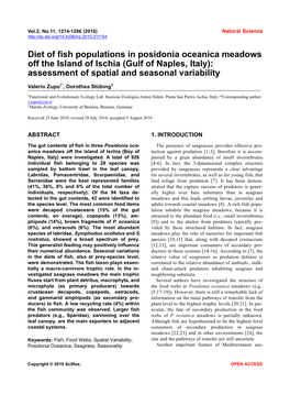 Diet of Fish Populations in Posidonia Oceanica Meadows Off the Island of Ischia (Gulf of Naples, Italy): Assessment of Spatial and Seasonal Variability