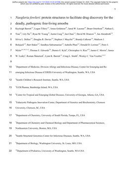Naegleria Fowleri: Protein Structures to Facilitate Drug Discovery for The