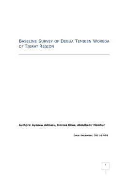 Baseline Survey of Degua Tembien Woreda of Tigray Region