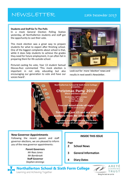 NEWSLETTER 13Th December 2019