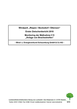 Erster Zwischenbericht 2018 Monitoring Der Maßnahme V 9 „Anlage Von Brachestreifen“