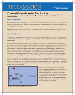 Forward Osmosis Water Purification Improvements to FO Membranes and Process Can Significantly Reduce Capital and Energy Costs for Water Desalination Plants
