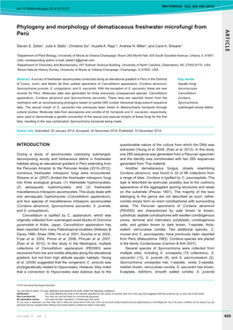 AR TICLE Phylogeny and Morphology Of