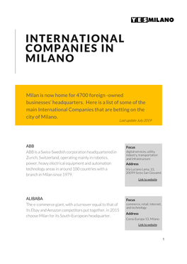 International Companies in Milano