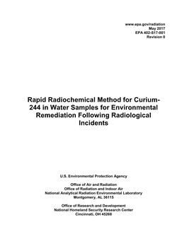 Rapid Radiochemical Method for Curium- 244 in Water Samples for Environmental Remediation Following Radiological Incidents