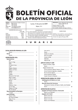 BOLETÍN OFICIAL DE LA PROVINCIA DE LEÓN Imprime.– Imprenta Provincial