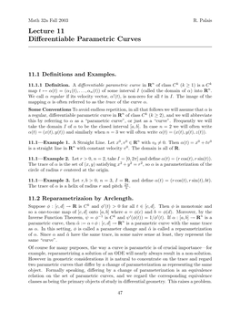 Lecture 11 Differentiable Parametric Curves