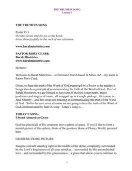 THE TRUTH in SONG Psalm 95:1 O Come, Let Us Sing for Joy to the Lord, Let Us Shout Joyfully to the Rock of Our Salvation