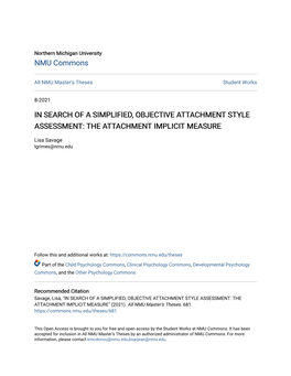 In Search of a Simplified, Objective Attachment Style Assessment: the Attachment Implicit Measure