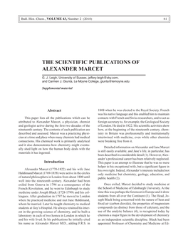 The Scientific Publications of Alexander Marcet