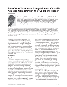 Benefits of Structural Integration for Crossfit Athletes Competing in The