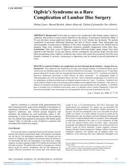 Ogilvie's Syndrome As a Rare Complication of Lumbar Disc Surgery