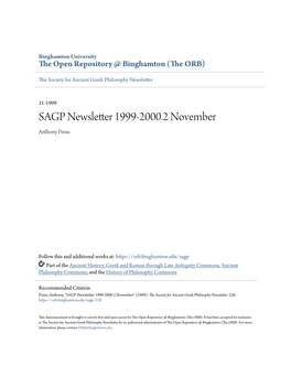 SAGP Newsletter 1999-2000.2 November Anthony Preus