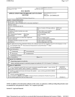 Fcc 302-Fm Application for Fm Broadcast Station License