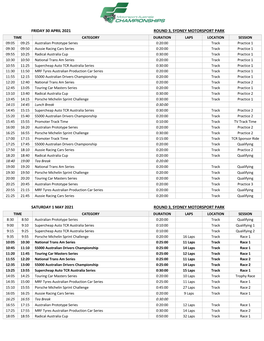 Friday 30 April 2021 Round 3, Sydney Motorsport Park