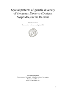 Diptera: Syrphidae) in the Balkans