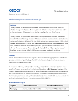 Clinical Guideline Preferred Physician-Administered Drugs