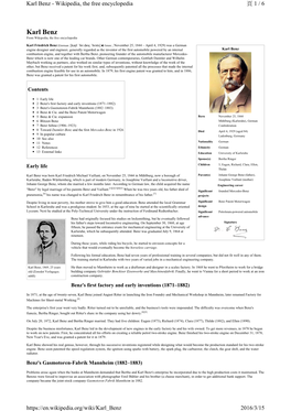 Karl Benz - Wikipedia, the Free Encyclopedia 頁 1 / 6