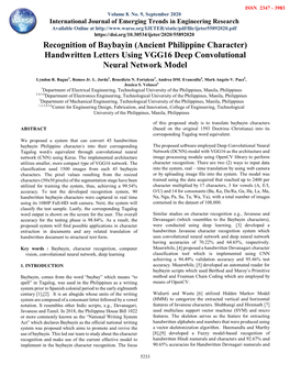 Recognition of Baybayin (Ancient Philippine Character) Handwritten Letters Using VGG16 Deep Convolutional Neural Network Model