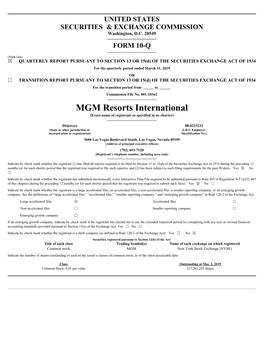 MGM Resorts International (Exact Name of Registrant As Specified in Its Charter)